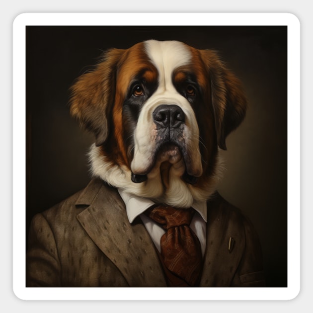 St. Bernard Dog in Suit Magnet by Merchgard